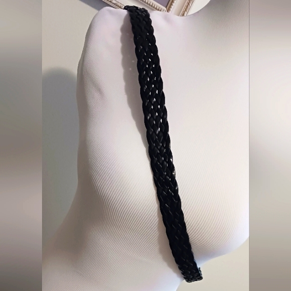 VTG Black Woven Leather belt Men's size 38" Waist - Picture 2 of 10